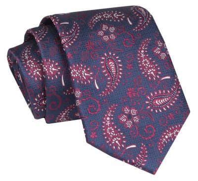 Krawat - ALTIES - Bordowy Wzór Paisley