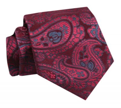 Krawat - ALTIES - Ciemnoczerwony, Wzór Paisely