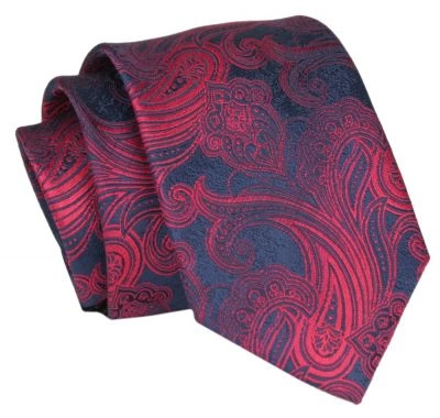 Krawat - ALTIES - Czerwień, Granat, Orient