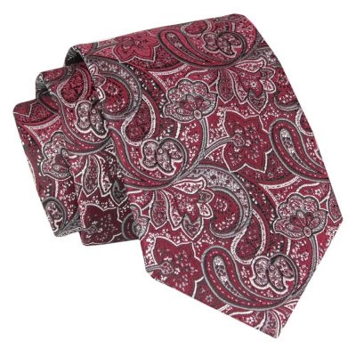 Krawat - ALTIES - Czerwień w Orientalny Wzór