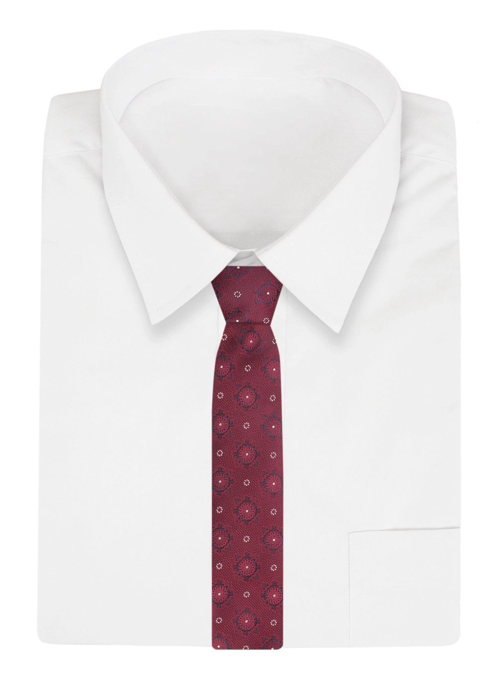 Krawat - ALTIES - Czerwony, Grochy