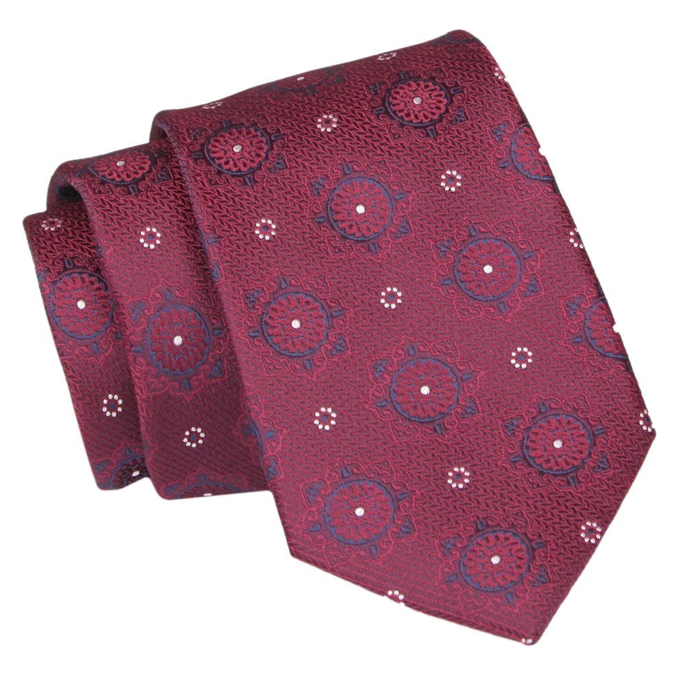 Krawat - ALTIES - Czerwony, Grochy