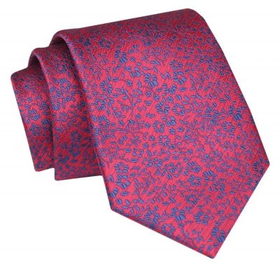 Krawat - ALTIES - Czerwony w Drobne Kwiatki