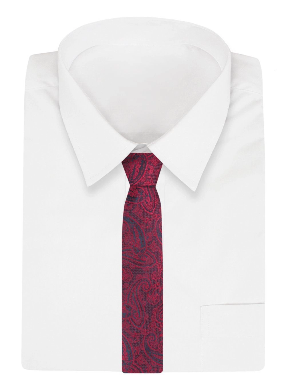 Krawat - ALTIES - Czerwony w Duży Wzór 