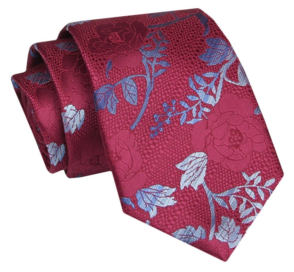 Krawat - ALTIES - Czerwony w Kwiaty