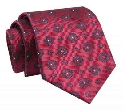 Krawat - ALTIES - Czerwony w Oryginalne Grochy