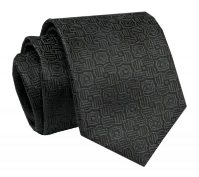 Krawat - ALTIES - Delikatna Faktura, Czarny