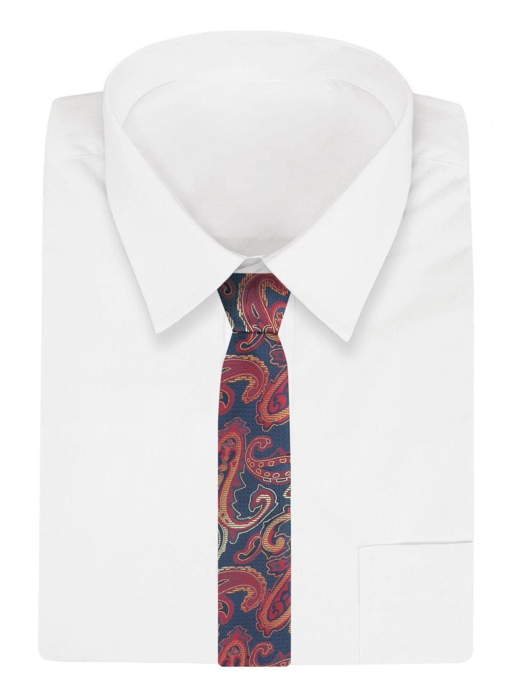 Krawat - ALTIES - Duże Paisley, Granat