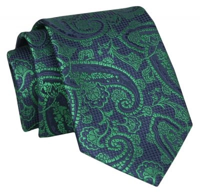 Krawat - ALTIES - Duży, Zielony Wzór