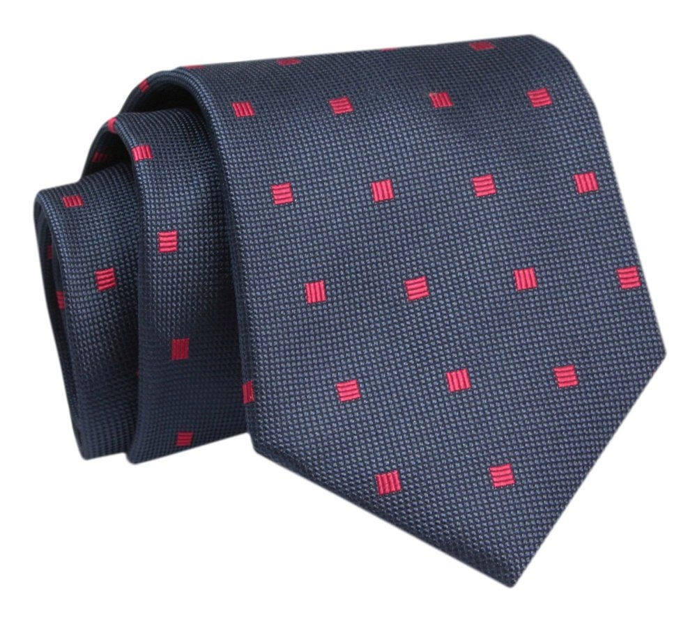 Krawat - ALTIES - Granat w Czerwone Kwadraciki