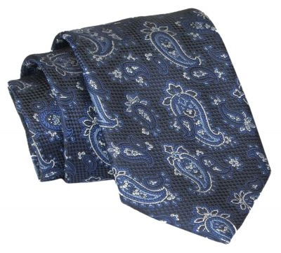 Krawat - ALTIES - Granat, Wzory Paisley
