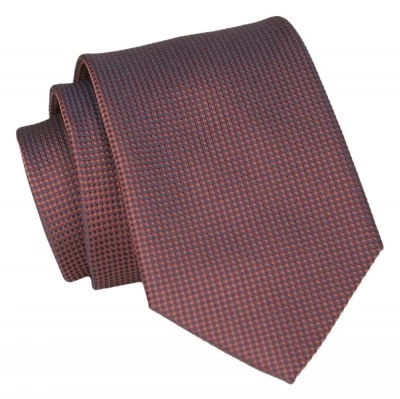 Krawat - ALTIES - Miedziano Brązowy, Drobny Wzór