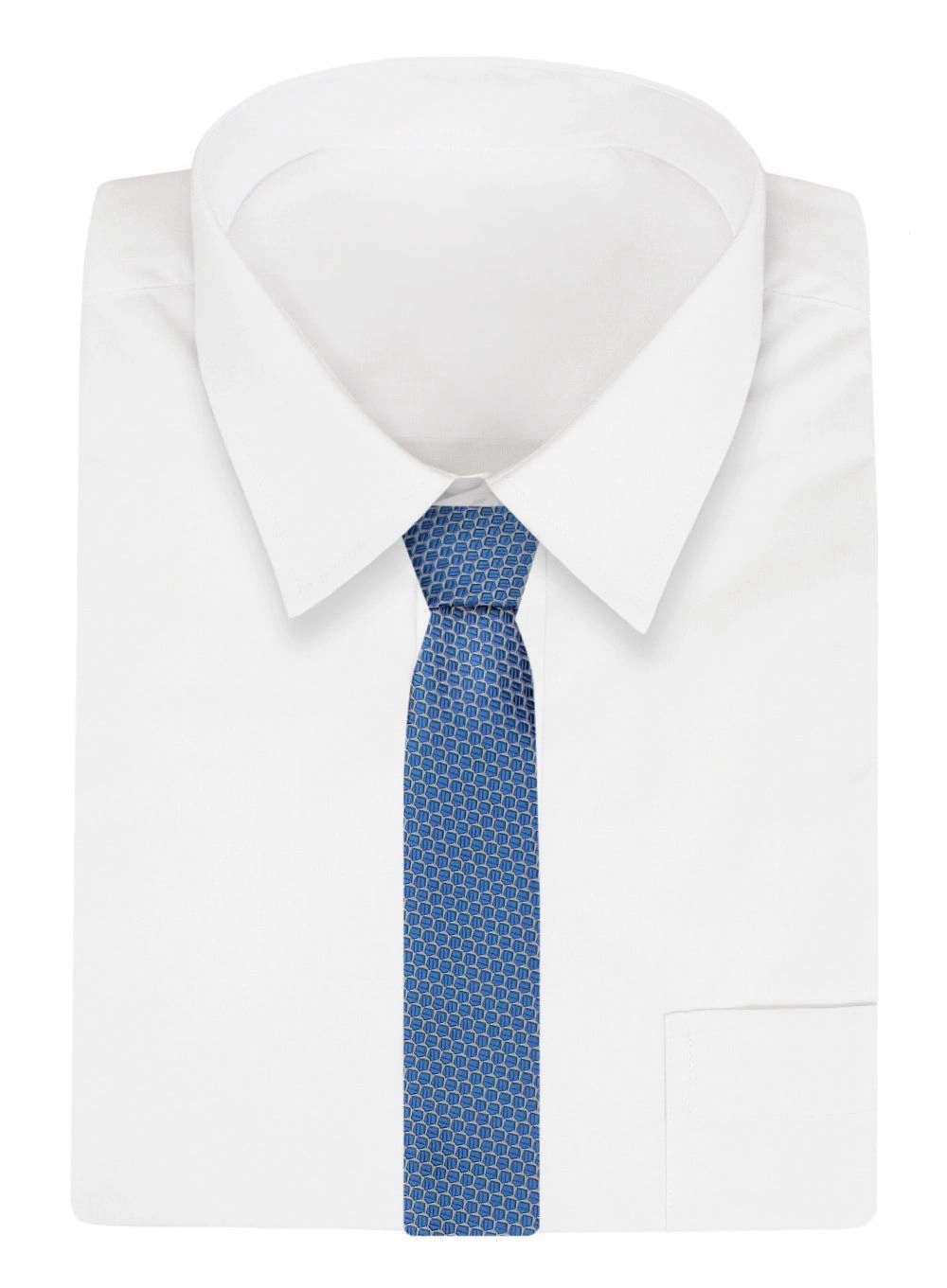 Krawat - ALTIES - Niebieski, Regularny Wzór