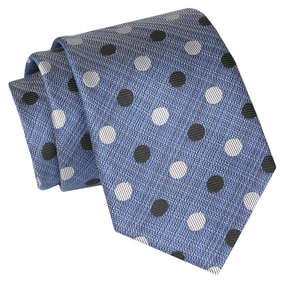 Krawat - ALTIES - Niebieski w Grochy