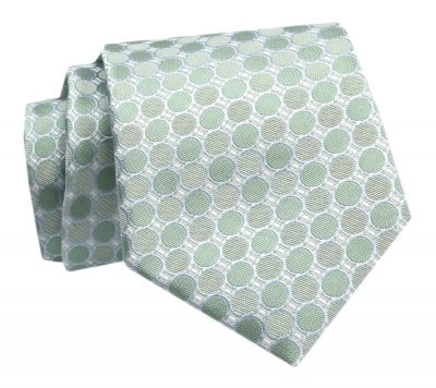 Krawat - ALTIES - Seledynowy w Grochy
