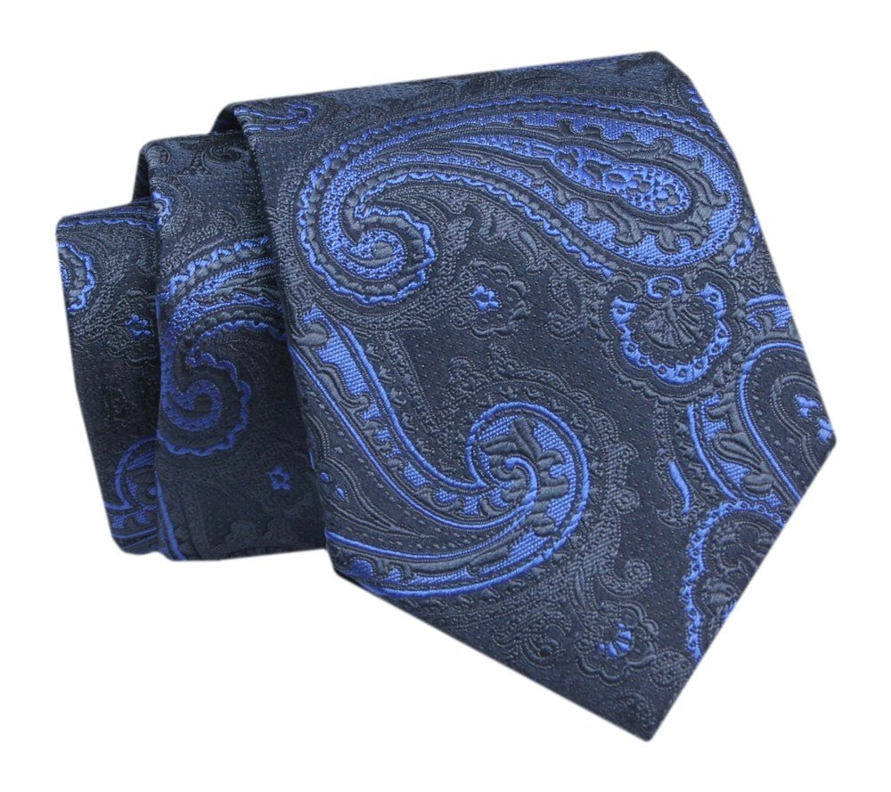 Krawat - ALTIES - Wzór Orientalny, Granatowy