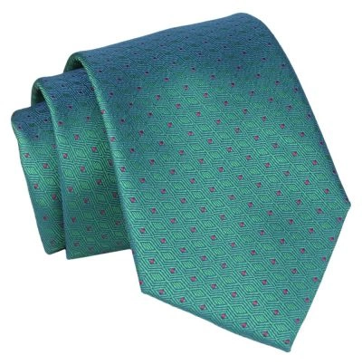 Krawat - ALTIES - Zielony, Drobny Groszek