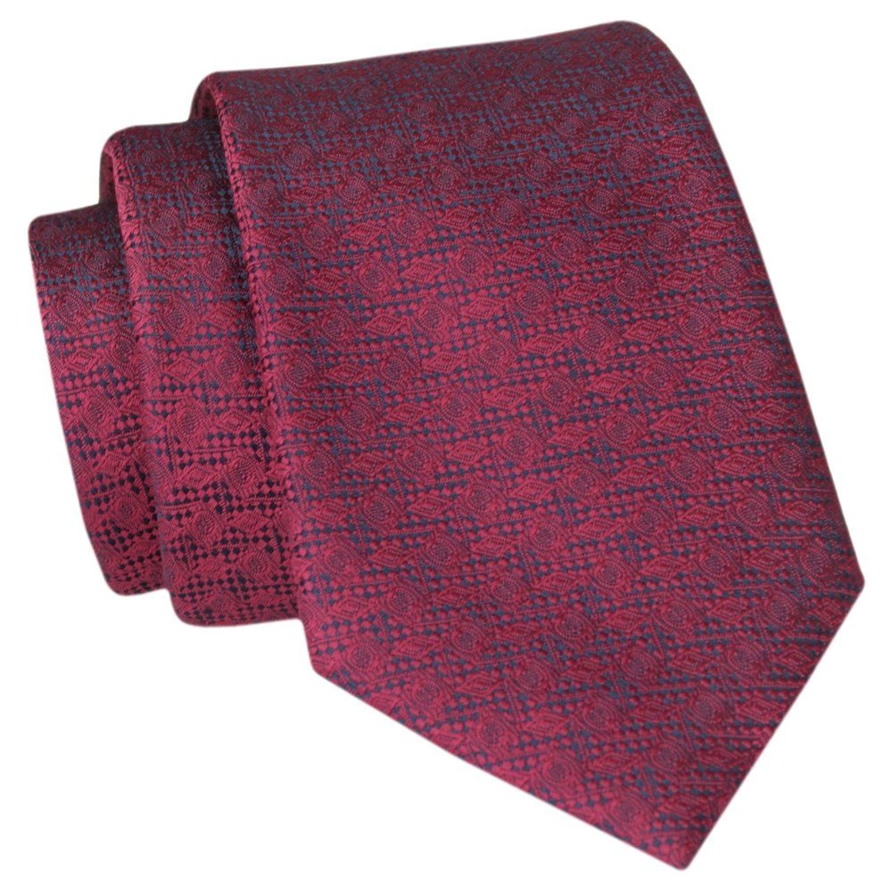 Krawat Angelo di Monti - Ciemnoczerwony, Drobny Wzór