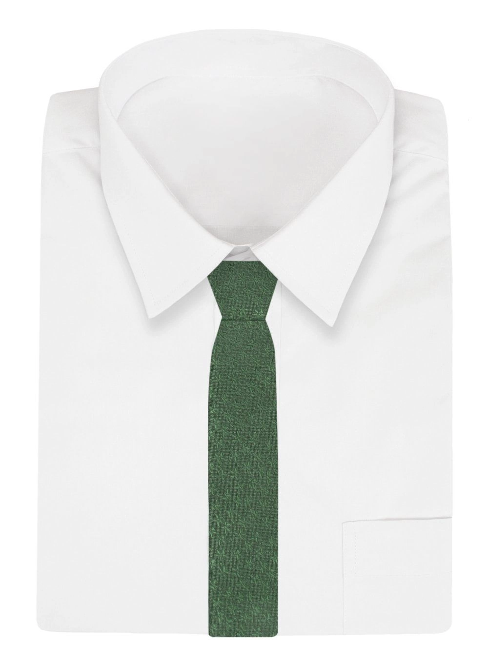 Krawat Angelo di Monti - Zielony, Faktura w Liście