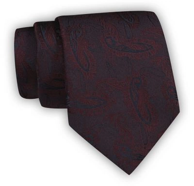 Krawat Ciemnoczerwony, Męski, Klasyczny, Szeroki 8 cm, Elegancki -CHATTIER