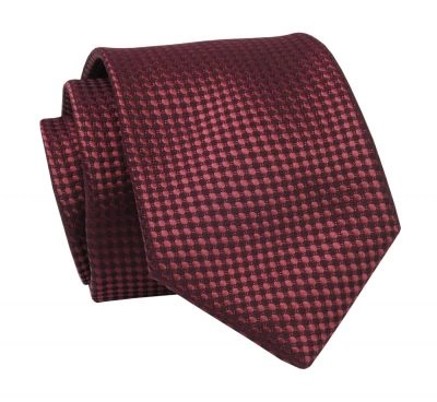 Krawat Czerwony, Ciemny w Drobny Wzór, 7 cm, Elegancki, Klasyczny, Męski -ALTIES