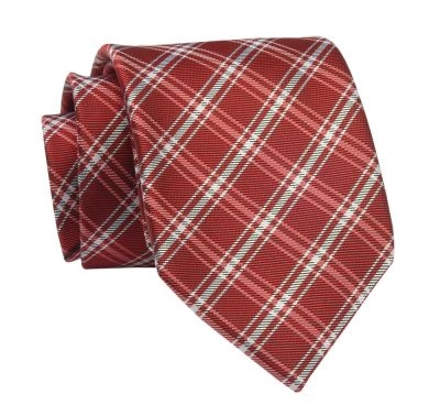 Krawat Czerwony w Kratkę, Elegancki, 7cm, Klasyczny, Męski -ALTIES