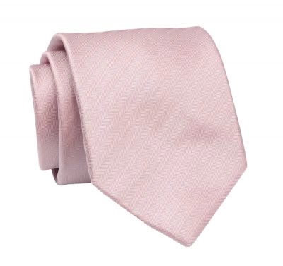 Krawat Jasny Różowy, Pudrowy w Jodełkę, 7 cm, Elegancki, Klasyczny, Męski -ALTIES