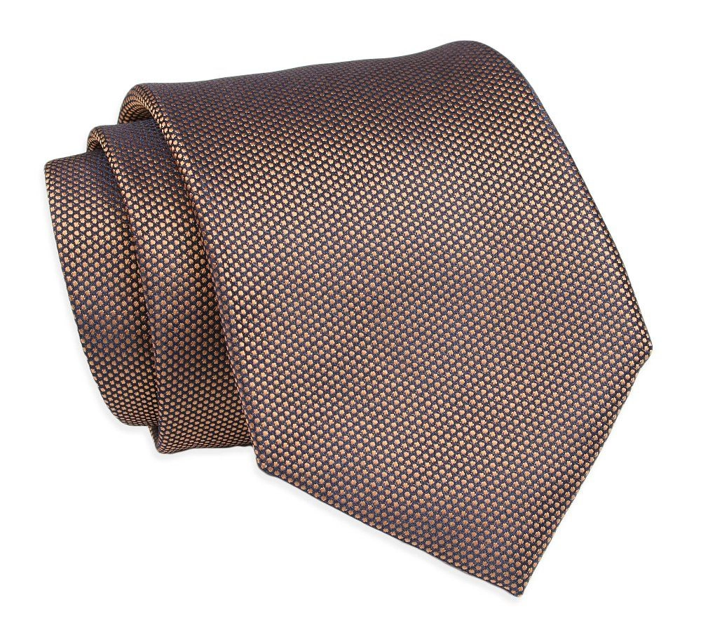 Krawat Klasyczny, Beżowy w Drobny Rzucik, Męski, Szeroki 8 cm, Elegancki -CHATTIER