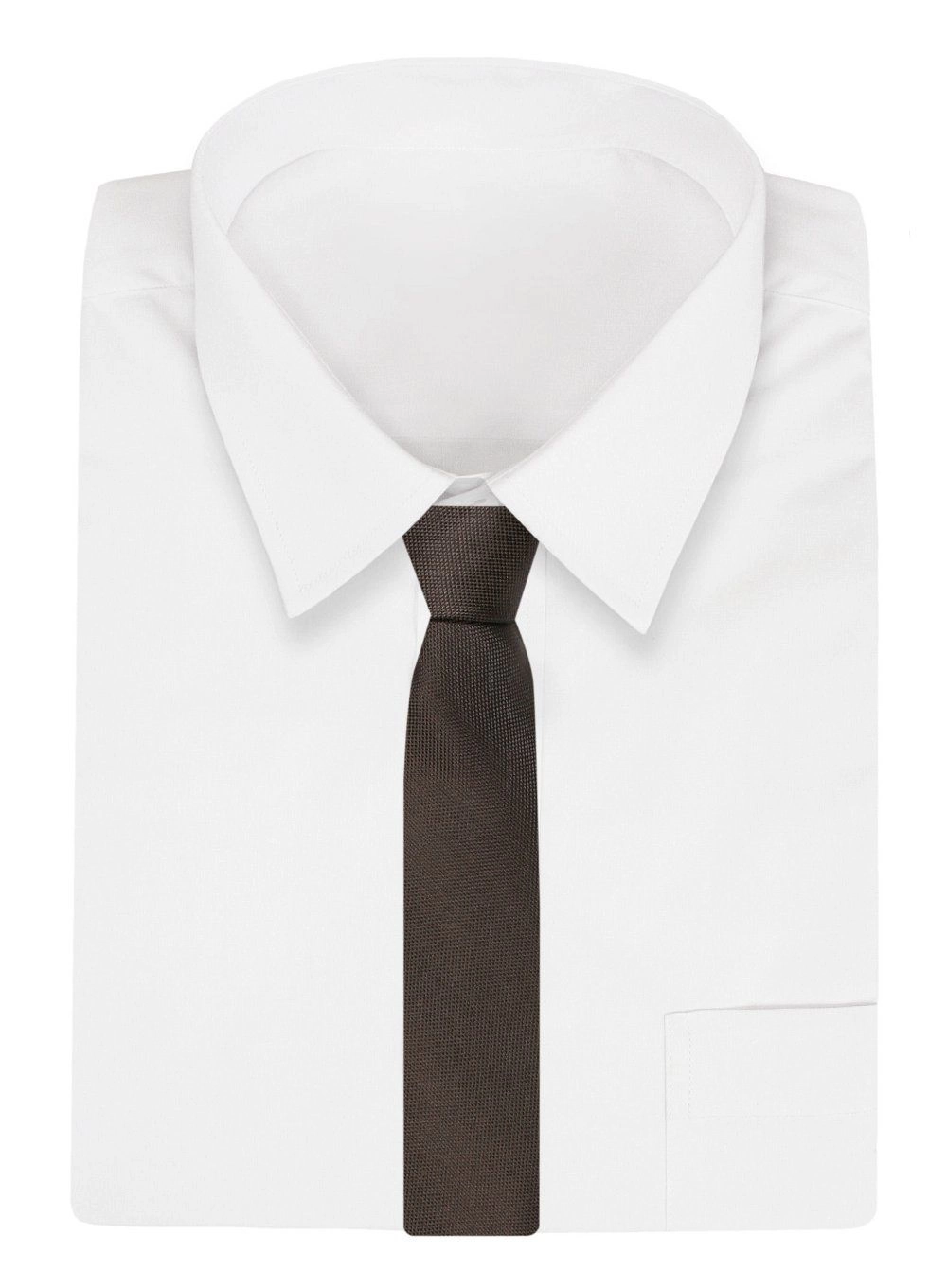 Krawat Klasyczny, Brązowy w Drobny Rzucik, Męski, Szeroki 8 cm, Elegancki -CHATTIER