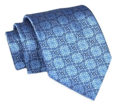 Krawat Klasyczny, Niebieski, Wzór Geometryczny, Męski, Szeroki 8 cm, Elegancki -CHATTIER