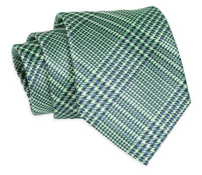Krawat Klasyczny, Zielony w Kratkę, Męski, Szeroki 8 cm, Elegancki -CHATTIER