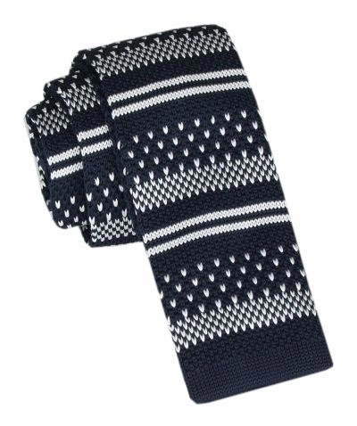 Krawat Knit (Dzianinowy) - Wzór Norweski - Świąteczny - Alties - Granatowy