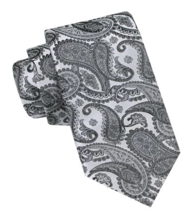 Krawat Męski - Alties - Szary Wzór Paisley