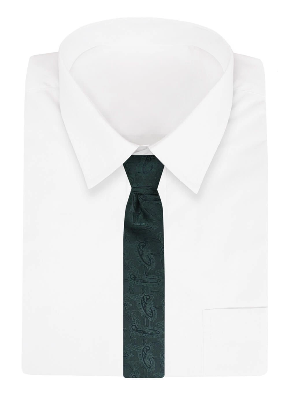 Krawat Męski, Ciemnozielony, Butelkowy Klasyczny, Szeroki 8 cm, Elegancki -CHATTIER