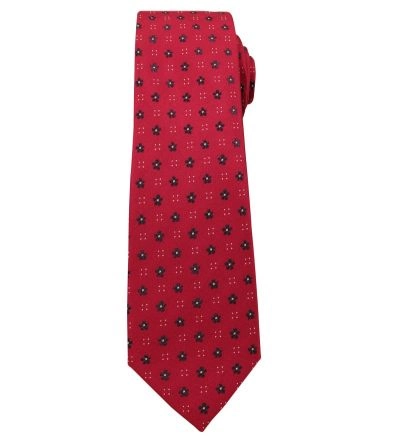 Krawat Męski, Czerwony w Drobne Kwiatki - Angelo di Monti