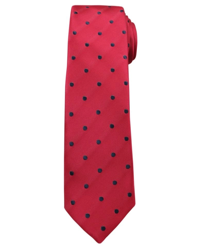 Krawat Męski, Czerwony w Grochy - Angelo di Monti