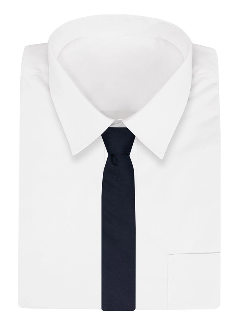 Krawat Męski, Granatowy, Jednokolorowy, Klasyczny, Szeroki 7,5 cm, Elegancki -CHATTIER