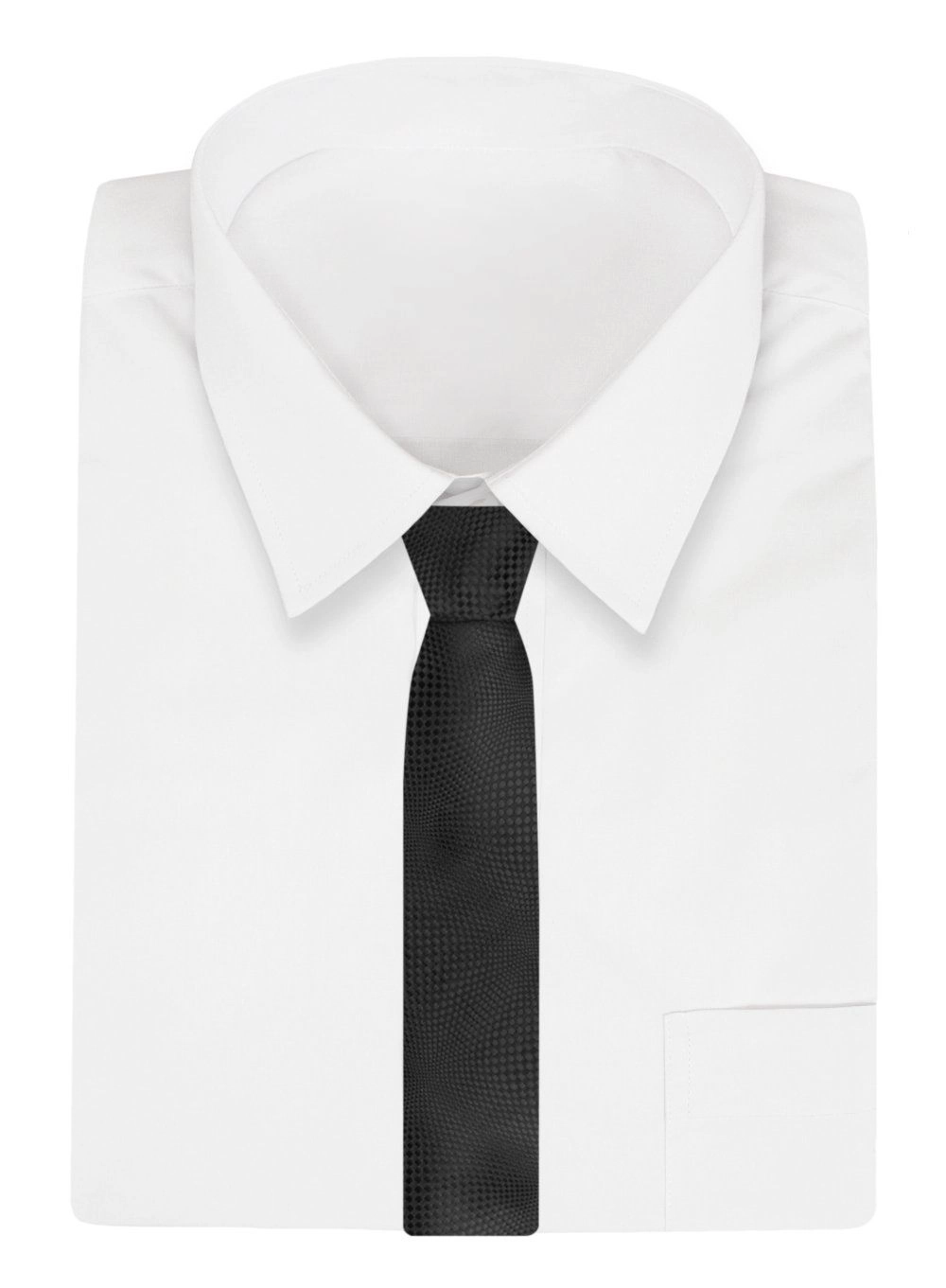 Krawat Męski, Klasyczny - ALTIES - Czarny, Wzór 3D