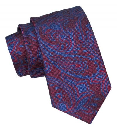 Krawat Męski, Klasyczny - ALTIES - Czerwony z Niebieskim