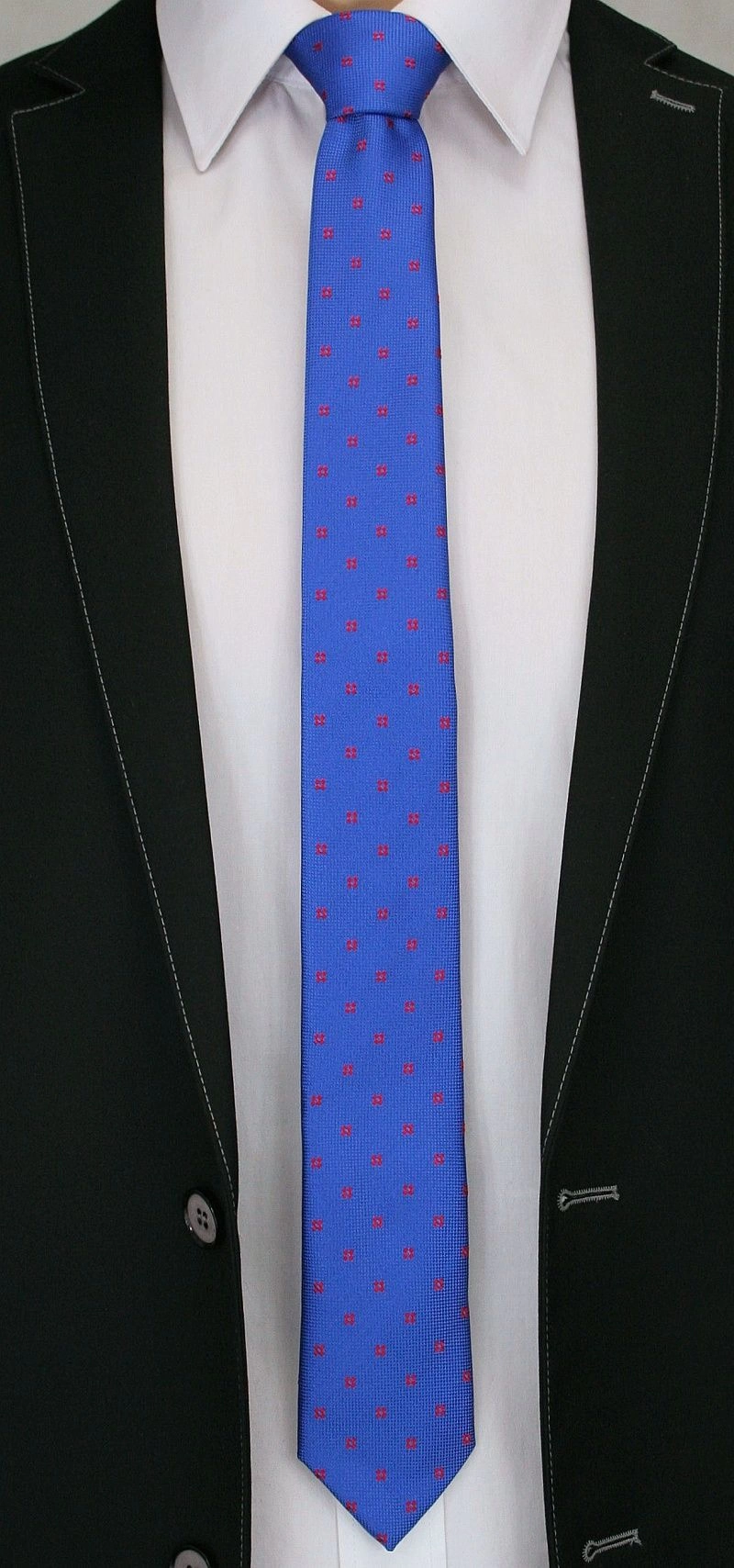 Krawat Męski, Niebieski w Groszki - Angelo di Monti