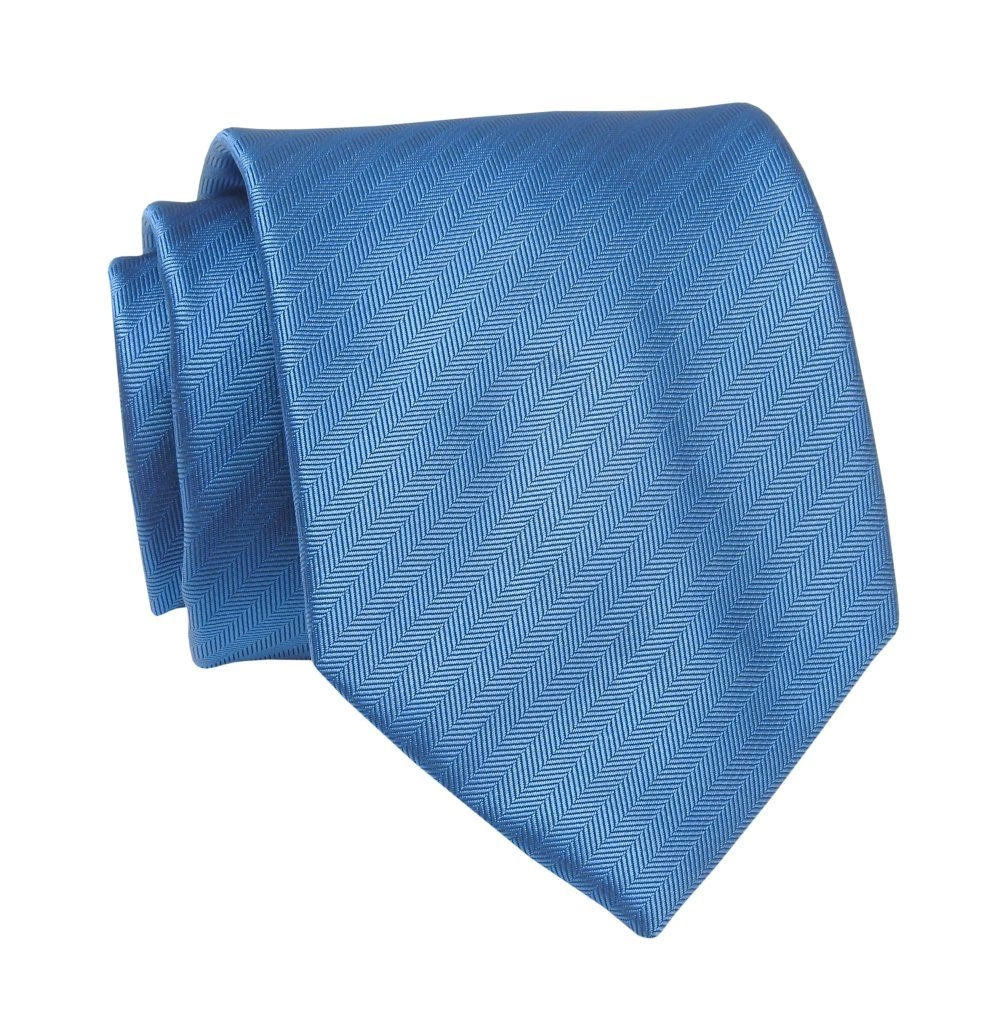 Krawat Niebieski w Jodełkę, 7 cm, Elegancki, Klasyczny, Męski -ALTIES