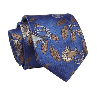 Krawat Niebieski w Paisley, Łeski, 7 cm, Elegancki, Klasyczny, Męski -ALTIES