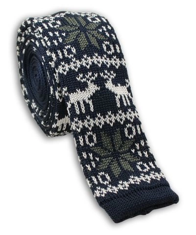Krawat Śledź Dziergany (Knit) - Wzór Norweski - Świąteczny - ALTIES