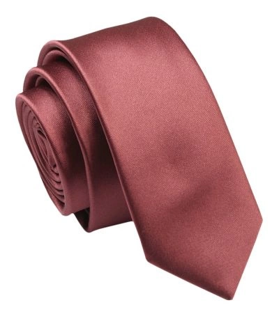 Krawat (Śledź) Męski 5 cm, Mahoniowy, Wąski, Gładki -ALTIES