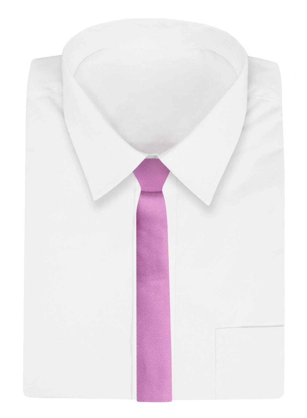 Krawat (Śledź) Męski 5 cm, Różowy, Wąski, Gładki -ALTIES