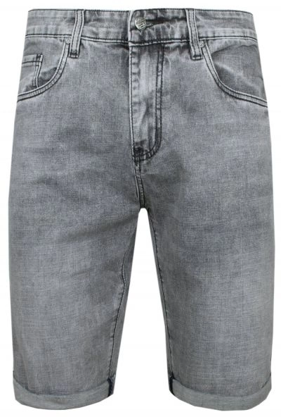 Krótkie Spodnie, Jasne Szare Jeansowe, Szorty, Spodenki, Przed Kolano -PAKO JEANS