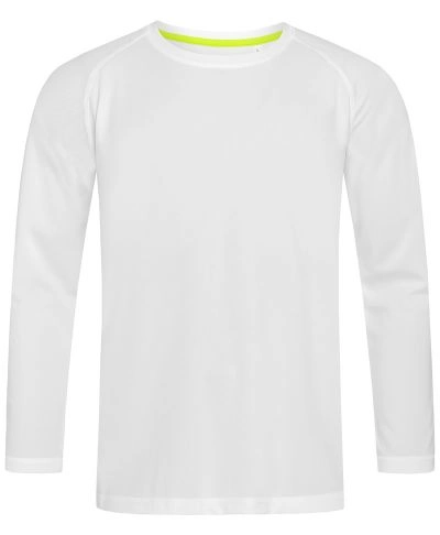 Longsleeve Sportowy, Koszulka, T-shirt z Długim Rękawem, Biały, ACTIVE-DRY Poliester