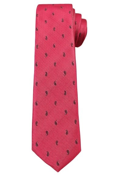 Malinowy Elegancki Krawat -Angelo di Monti- 6 cm, Męski,Czerwony, Wzór Paisley