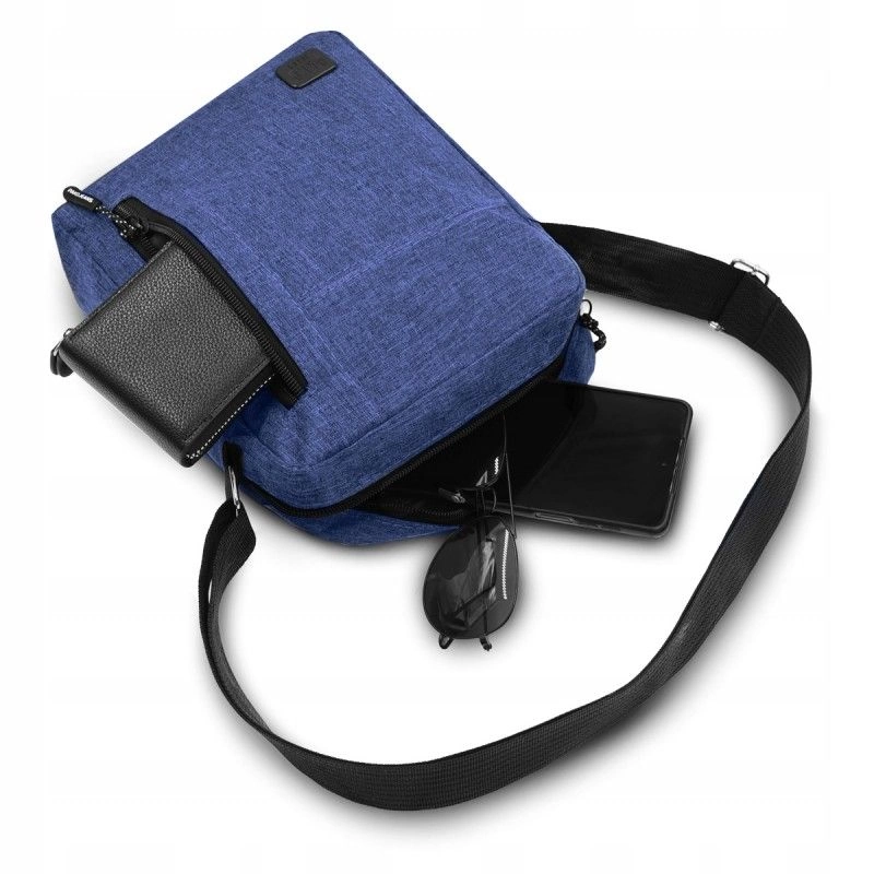 Męska, Materiałowa Torebka, Saszetka, Listonoszka - Pako Jeans - Granat