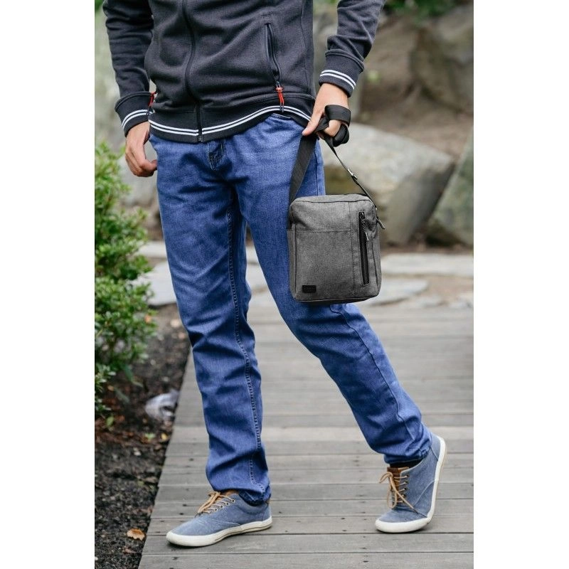 Męska, Materiałowa Torebka, Saszetka, Listonoszka - Pako Jeans - Popiel